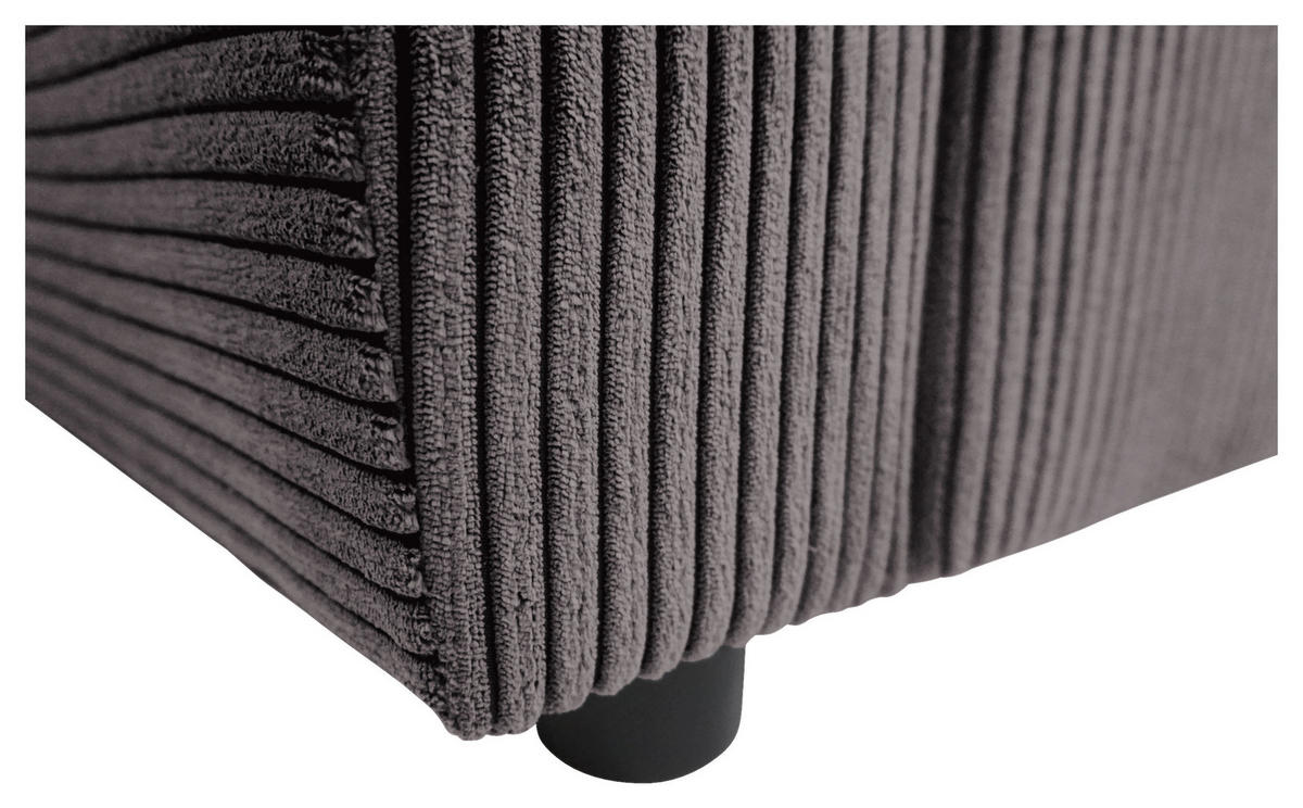 ECKSOFA TERMOLI in Cord Graubraun  231/155 cm  - Graubraun/Schwarz, Design, Kunststoff/Textil (231/155cm) - MID.YOU