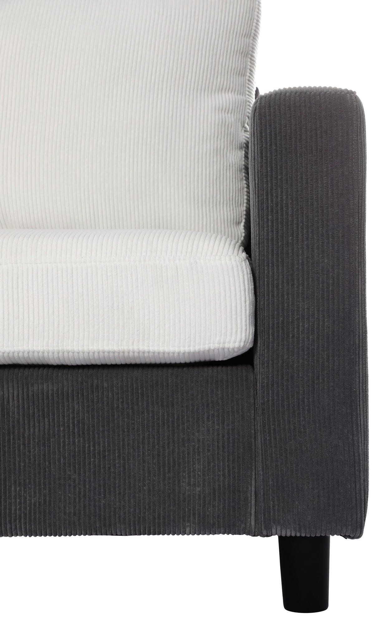 ECKSOFA Weiß Cord  - Dunkelgrau/Schwarz, Design, Kunststoff/Textil (198/135cm) - P & B