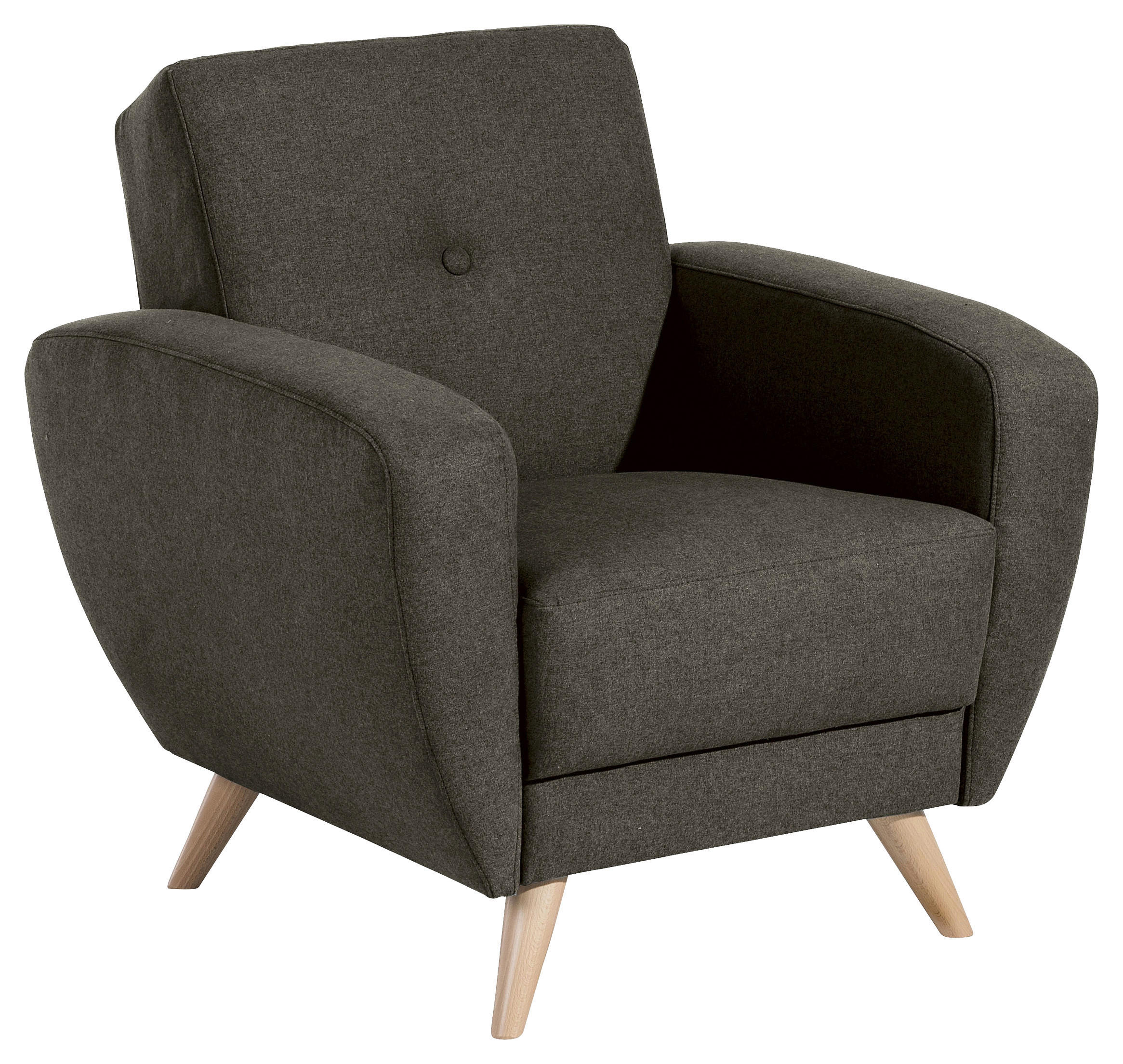 SESSEL Samt, Velours Graphitfarben    - Graphitfarben/Naturfarben, Design, Holz/Textil (83/85/82cm) - Max Winzer