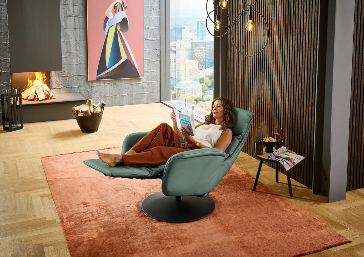 RELAXSESSEL in Leder Opal  - Opal/Schwarz, Design, Leder/Metall (76/108/86cm) - Dieter Knoll