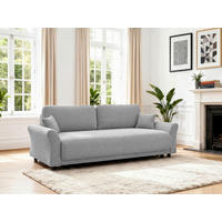 SCHLAFSOFA Flachgewebe, Struktur Hellgrau  inkl. Zierkissen, Rückenkissen, Bettkasten, Schlaffunktion, Rücken echt  - Hellgrau/Schwarz, Design, Textil (244/88/100cm) - P & B