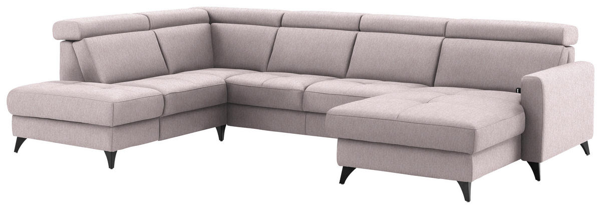 WOHNLANDSCHAFT Flachgewebe Altrosa  - Schwarz/Altrosa, Konventionell, Textil/Metall (215/333/174cm) - Beldomo System