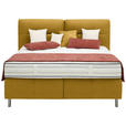 BOXSPRINGBETT 160/200 cm  in Senfgelb  - Senfgelb/Alufarben, KONVENTIONELL, Textil/Metall (160/200cm) - Dieter Knoll