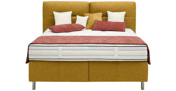 BOXSPRINGBETT 160/200 cm  in Senfgelb  - Senfgelb/Alufarben, KONVENTIONELL, Textil/Metall (160/200cm) - Dieter Knoll
