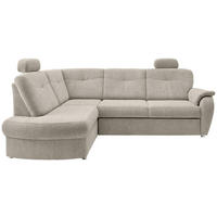 ECKSCHLAFSOFA Chenille Beige  inkl. Bettkasten, Schlaffunktion, Kopfstütze, Liegefläche im Originalstoff  - Chromfarben/Beige, MODERN, Kunststoff/Textil (180/264cm) - Livetastic