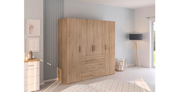 DREHTÜRENSCHRANK 201/197/60 cm,  in Sonoma Eiche, 4-türig  - Sonoma Eiche, Design, Holzwerkstoff/Kunststoff (201/197/60cm) - Novel