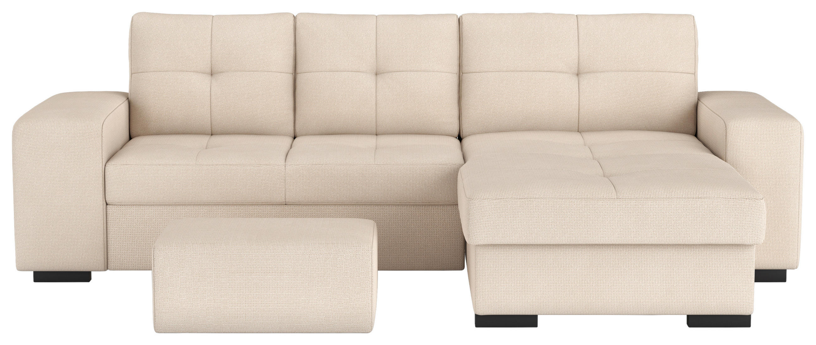 ECKSCHLAFSOFA Naturfarben Mikrofaser  - Schwarz/Naturfarben, MODERN, Kunststoff/Textil (268/156cm) - MID.YOU