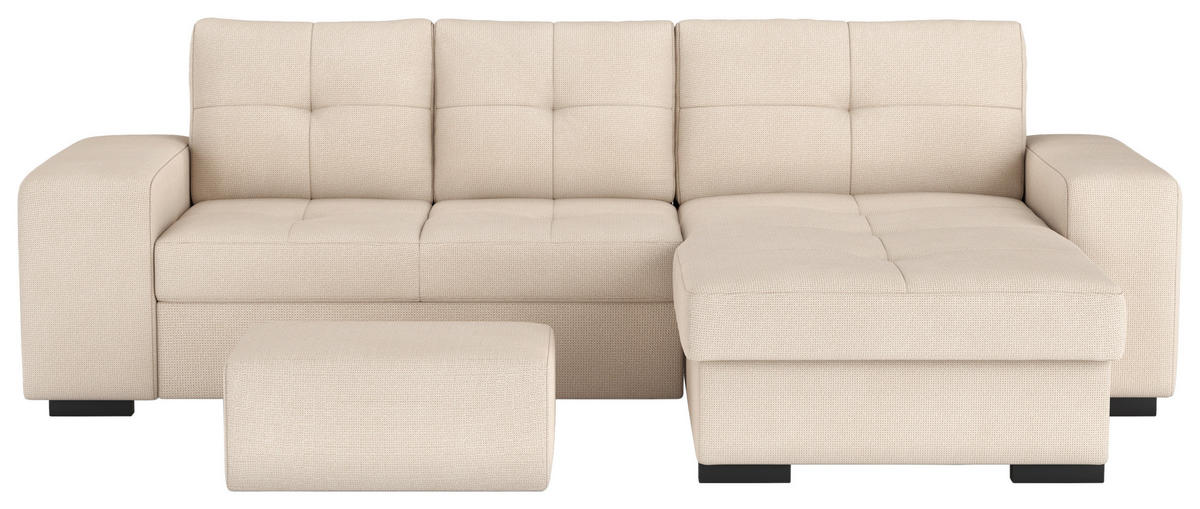 ECKSCHLAFSOFA in Mikrofaser Naturfarben  - Schwarz/Naturfarben, Modern, Kunststoff/Textil (268/156cm) - MID.YOU