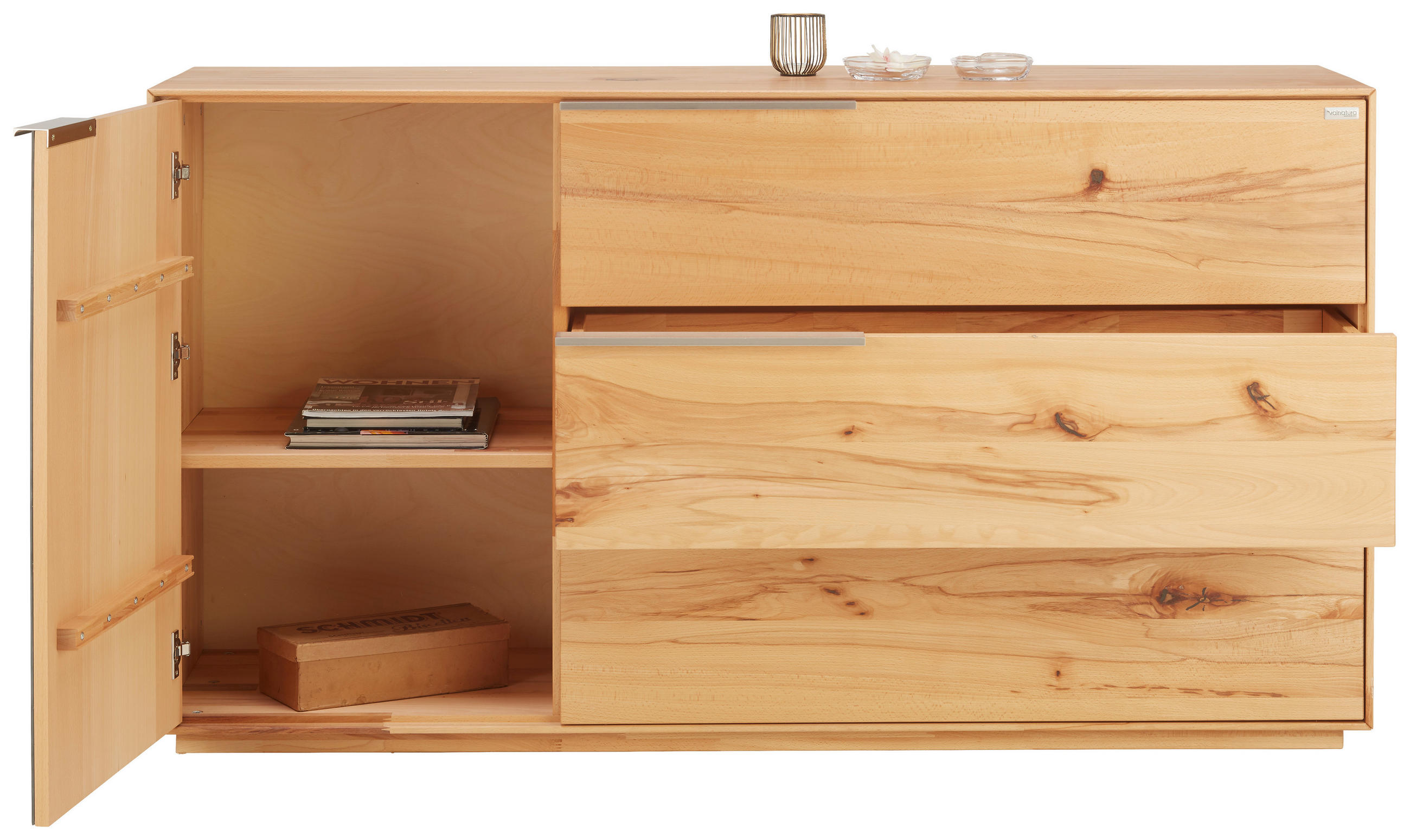 SIDEBOARD  in 150/82/42 cm  - Anthrazit/Buchefarben, Natur, Glas/Holz (150/82/42cm) - Valnatura