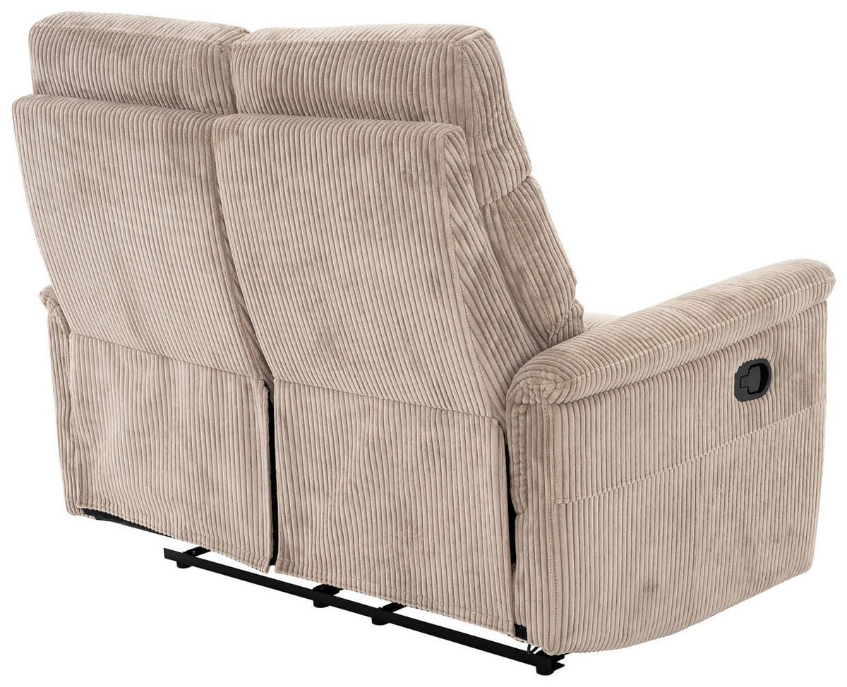 2-SITZER-SOFA in Cord Hellbraun  - Hellbraun/Schwarz, Design, Kunststoff/Textil (131/108/89cm) - Livetastic
