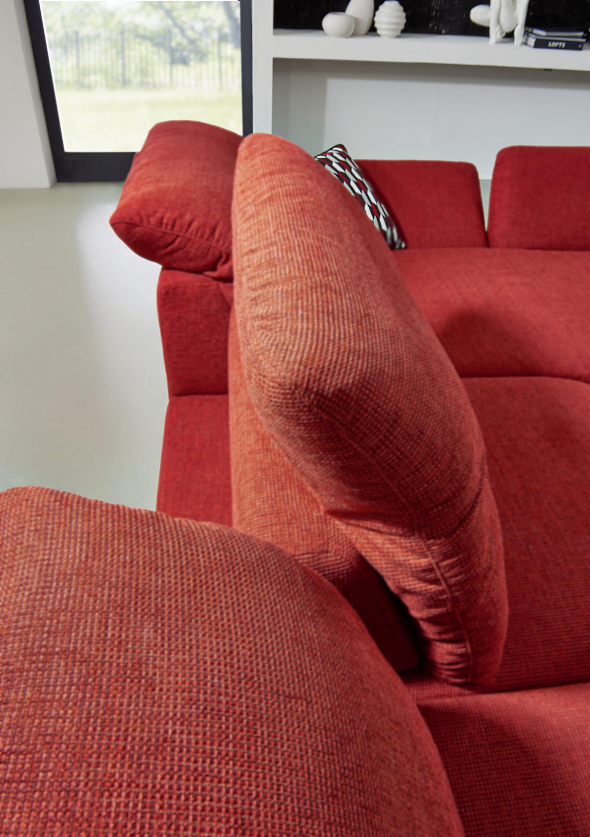 ECKSOFA in Chenille Rot  - Silberfarben/Rot, Design, Textil/Metall (200/315cm) - Chilliano