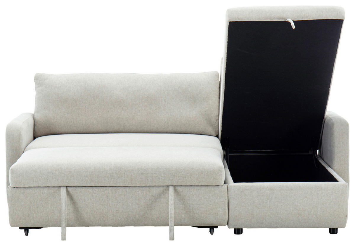 ECKSOFA Leinenoptik Beige  - Beige/Schwarz, Design, Kunststoff/Textil (152,5/225,5cm) - Livetastic