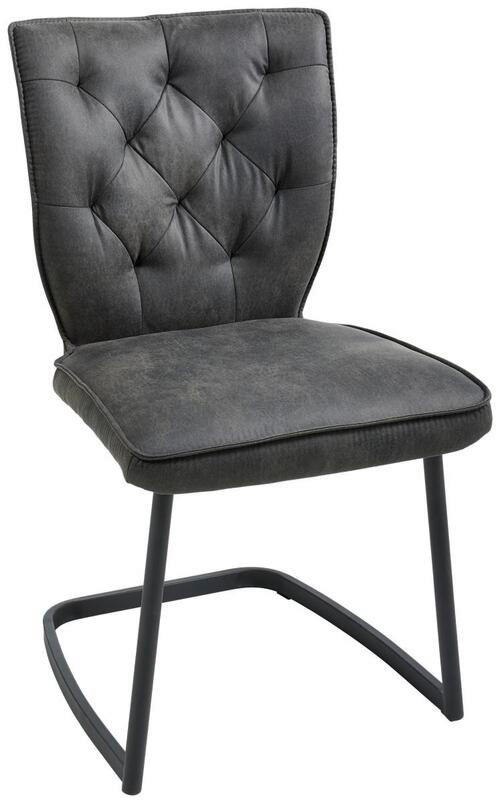 SCHWINGSTUHL  in Eisen Mikrofaser  - Anthrazit/Schwarz, Design, Textil/Metall (46/89/58cm) - Valdera