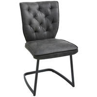 SCHWINGSTUHL  in Eisen Mikrofaser  - Anthrazit/Schwarz, Design, Textil/Metall (46/89/58cm) - Valdera