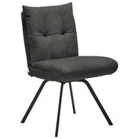 STUHL  in Velours Textil  - Anthrazit/Schwarz, Design, Textil/Metall (50/84/68cm) - Welnova