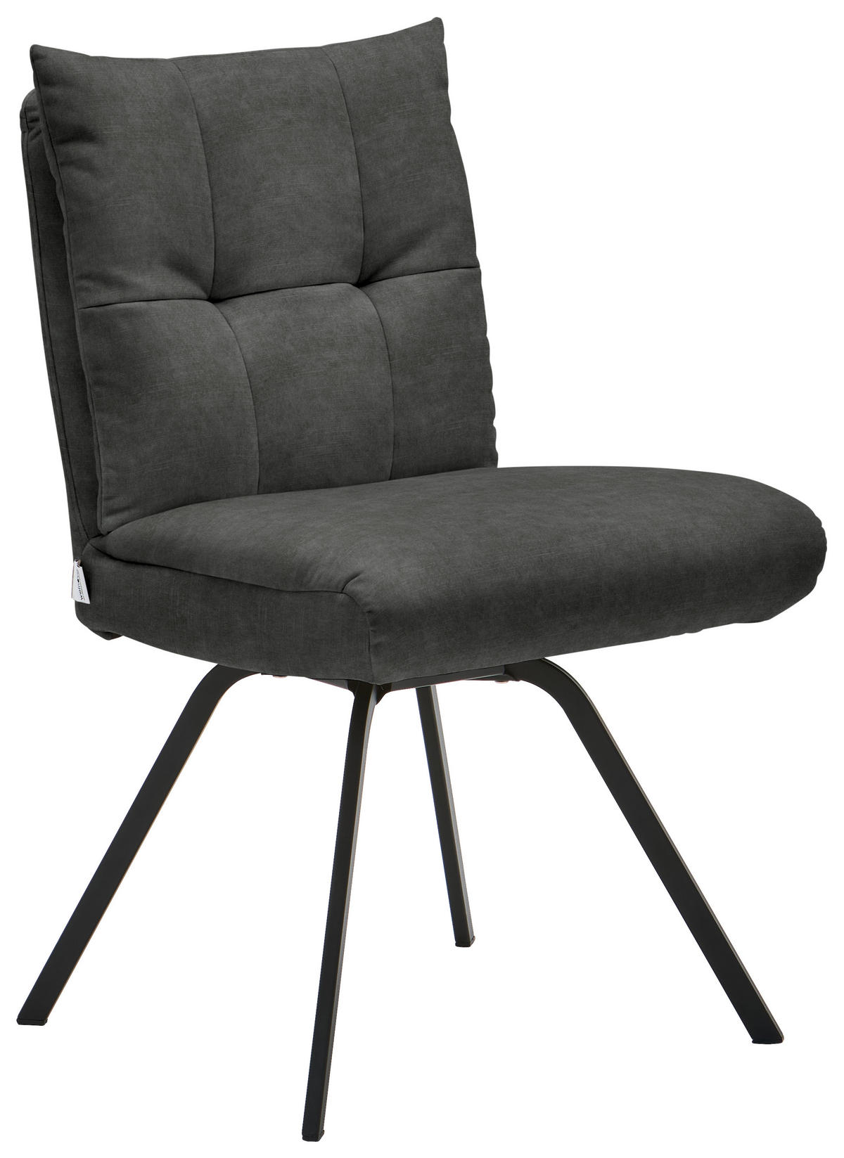 STUHL  in Velours Textil  - Anthrazit/Schwarz, Design, Textil/Metall (50/84/68cm) - Welnova