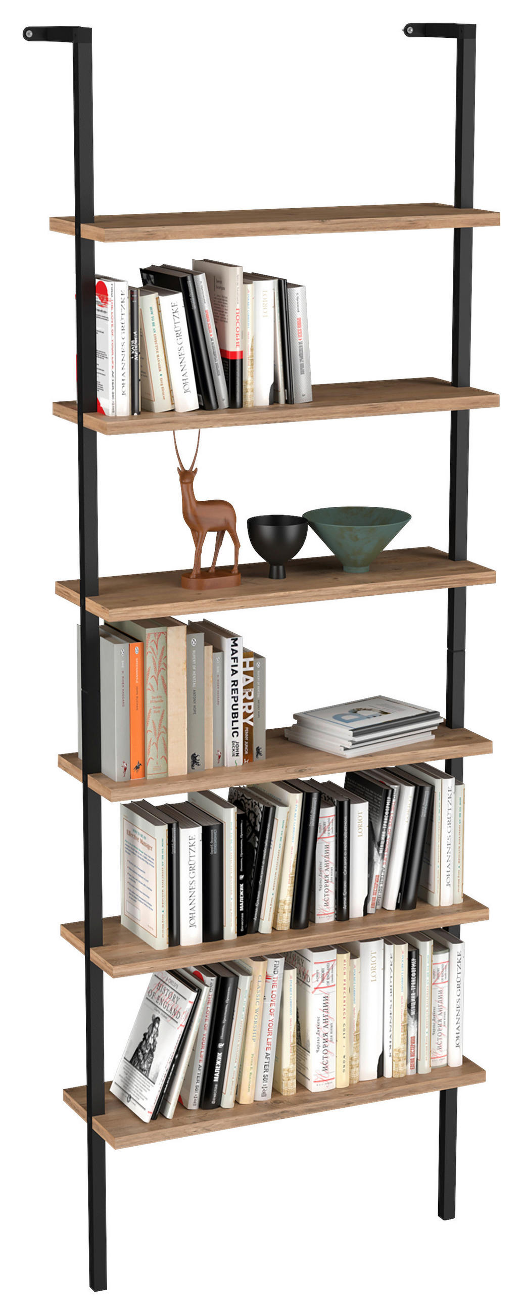REGAL Honigeiche  - Honigeiche/Schwarz, Design, Holzwerkstoff/Metall (60/183/20cm) - MID.YOU