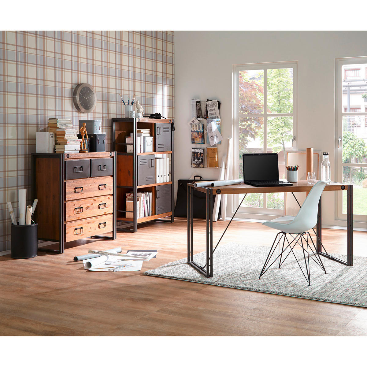 HIGHBOARD  in 90/140/35 cm  - Anthrazit/Schwarz, Trend, Holz/Metall (90/140/35cm) - home24