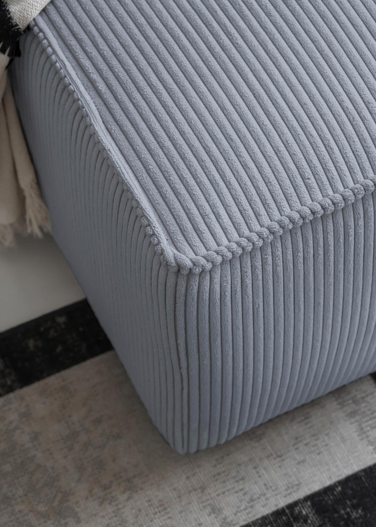 ECKSOFA Hellgrau Cord Rückenkissen, Bettkasten  - Hellgrau/Schwarz, Design, Kunststoff/Textil (194/247cm) - MID.YOU