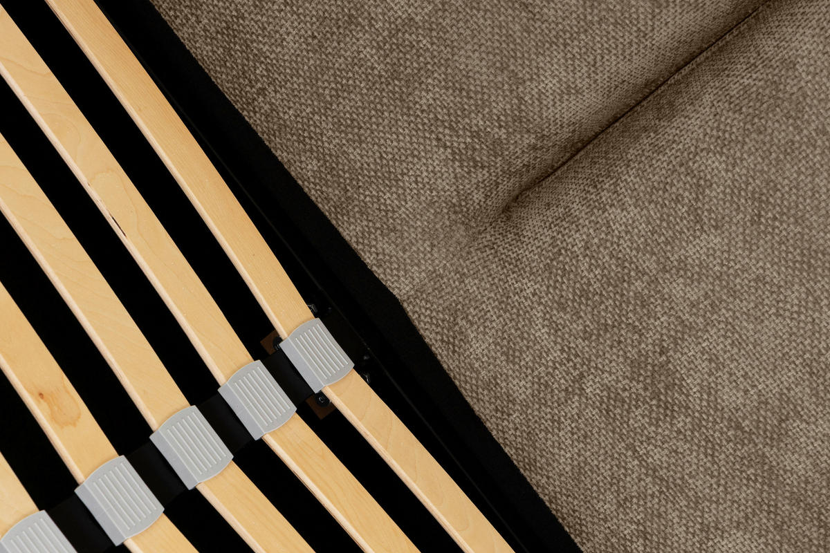 STOPPAD SÄNG ,180/200 cm  i brun  - brun/svart, Klassisk, trä/textil (180/200cm) - Best Price
