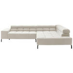 ECKSOFA Creme Cord  - Creme/Schwarz, Design, Textil/Metall (321/216cm) - Hom`in