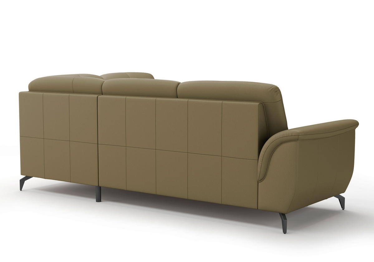 ECKSOFA ZORA E Olivgrün Echtleder  - Schwarz/Olivgrün, MODERN, Leder/Metall (244/212cm) - Sit & More