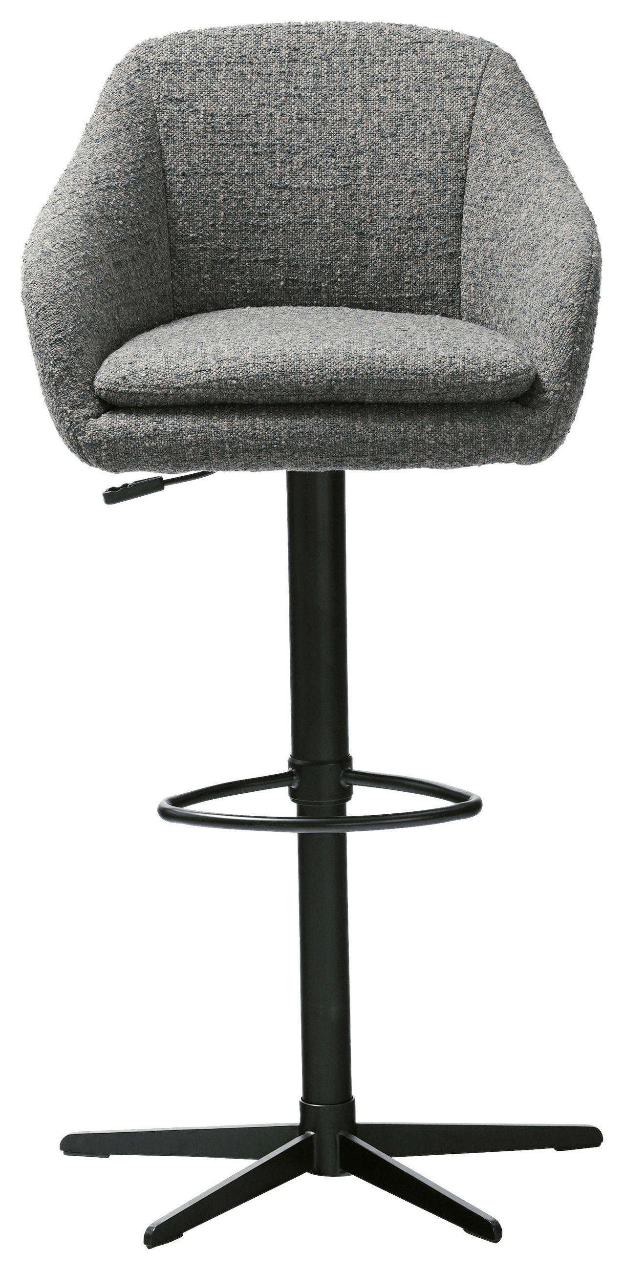 BARHOCKER Webstoff Blau, Schwarz Eisen Sitzfläche 360° drehbar, inklusive Armlehnen  - Blau/Schwarz, Design, Textil/Metall (54,5/88-108/53,5cm) - Cassando