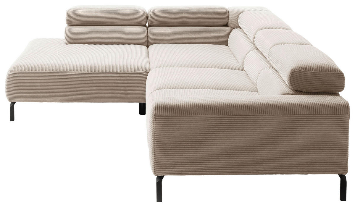 ECKSOFA inkl. Funktion in Cord Taupe  - Taupe/Schwarz, Modern, Textil/Metall (219/309cm) - Pure Home Lifestyle