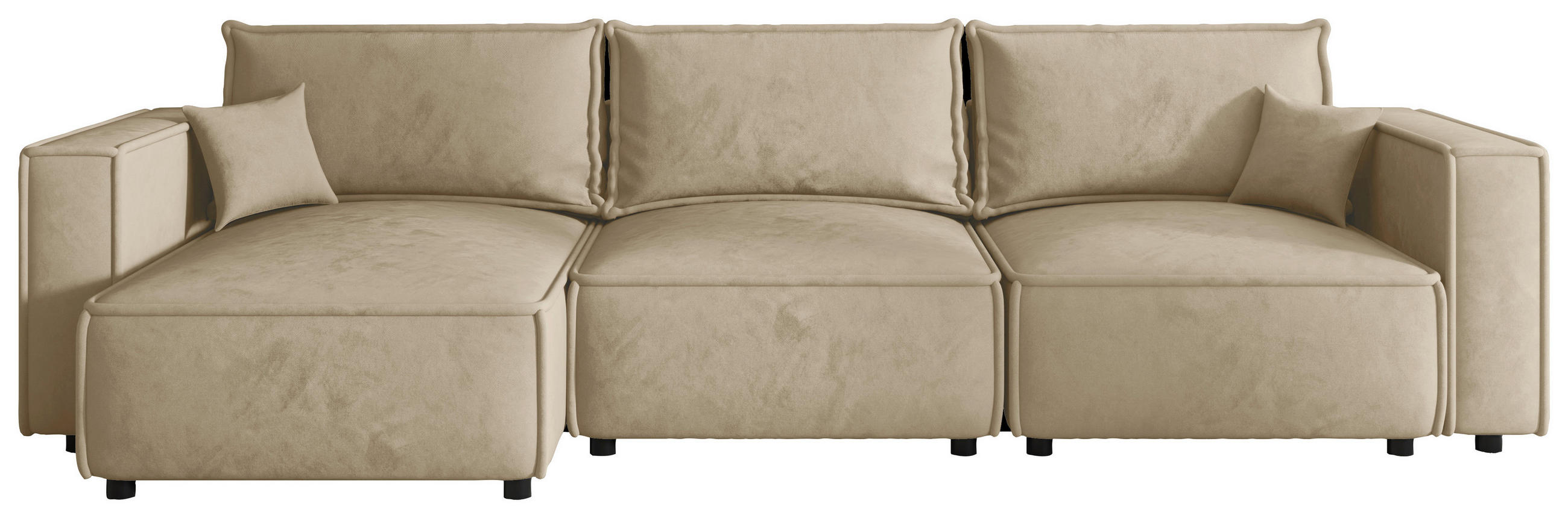 ECKSOFA Beige Webstoff Zierkissen, Rückenkissen, Rücken echt  - Beige/Schwarz, MODERN, Kunststoff/Textil (153/350cm) - Xora