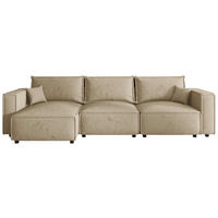ECKSOFA Beige Webstoff Zierkissen, Rückenkissen, Rücken echt  - Beige/Schwarz, MODERN, Kunststoff/Textil (153/350cm) - Xora