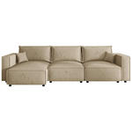 ECKSOFA Beige Webstoff Zierkissen, Rückenkissen, Rücken echt  - Beige/Schwarz, MODERN, Kunststoff/Textil (153/350cm) - Xora