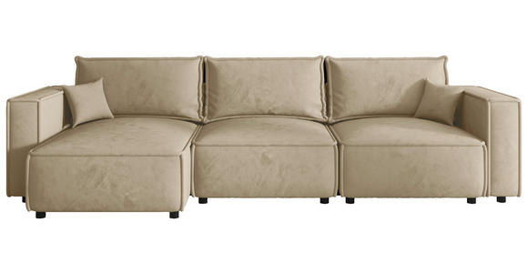 ECKSOFA Beige Webstoff Zierkissen, Rückenkissen, Rücken echt  - Beige/Schwarz, MODERN, Kunststoff/Textil (153/350cm) - Xora