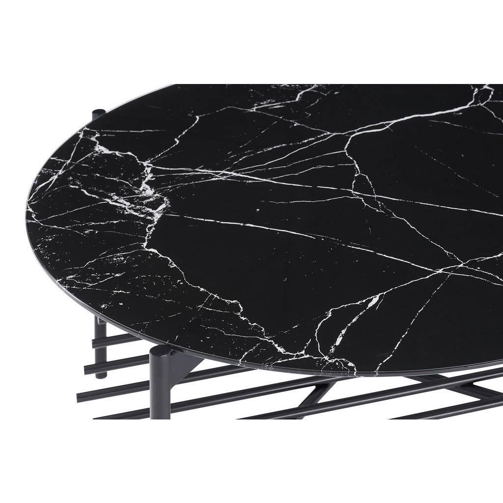 Thumbnail - Livetastic Couchtisch, Schwarz, Metall, Glas, Marmoroptik, rund, Rundrohr, 84x43x84 cm, Wohnzimmer, Wohnzimmertische, Co...