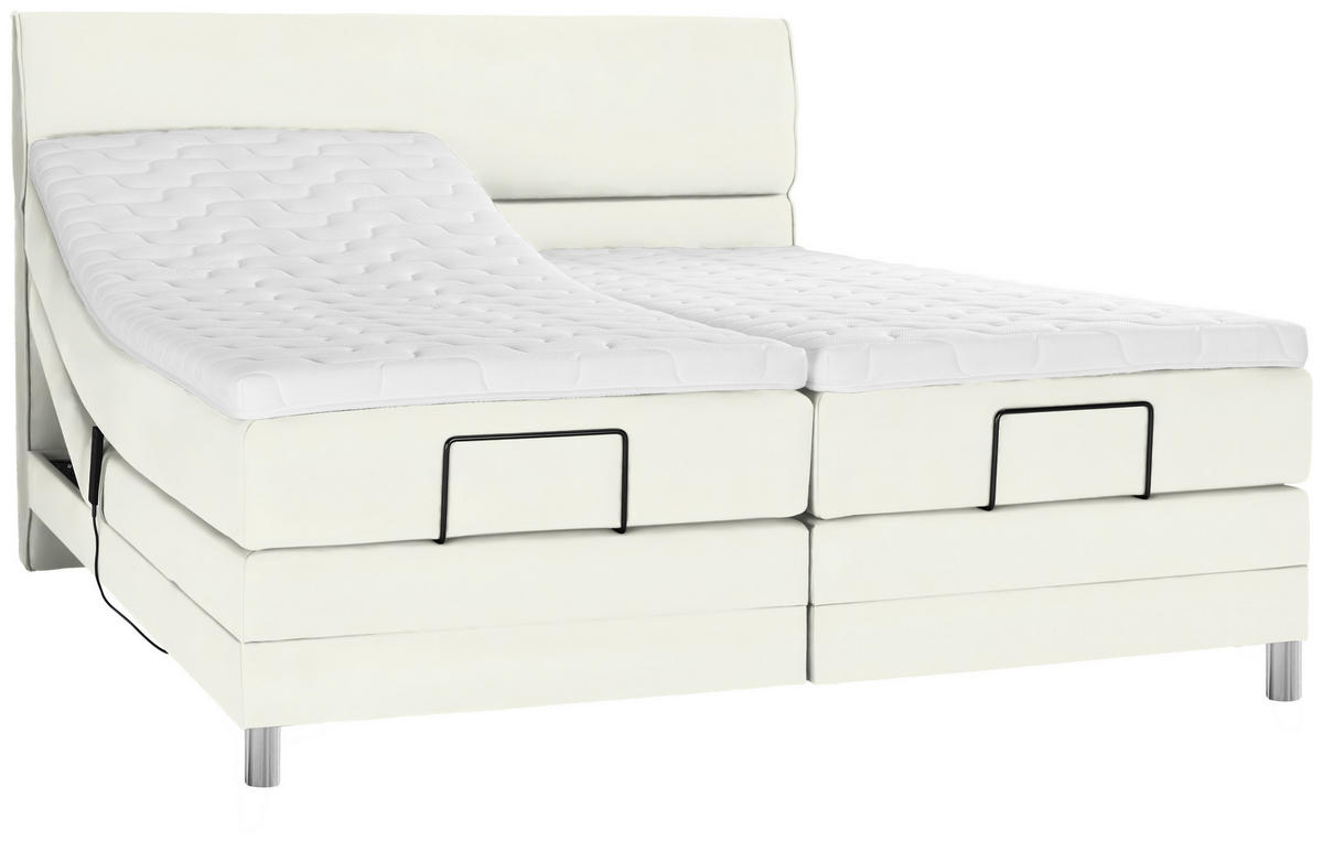 BOXSPRINGBETT 180/200 cm  in Weiss  - Chromfarben/Weiss, Konventionell, Kunststoff/Textil (180/200cm) - Voleo