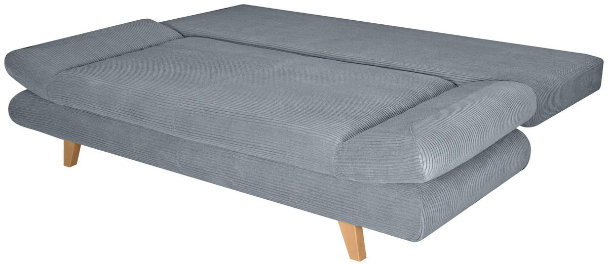 SCHLAFSOFA  mit Schlafen auf Sitzhöhe, haustierfreundlicher Bezug Cord Dunkelgrau  - Dunkelgrau/Buchefarben, KONVENTIONELL, Holz/Textil (200/75/85cm) - Carryhome