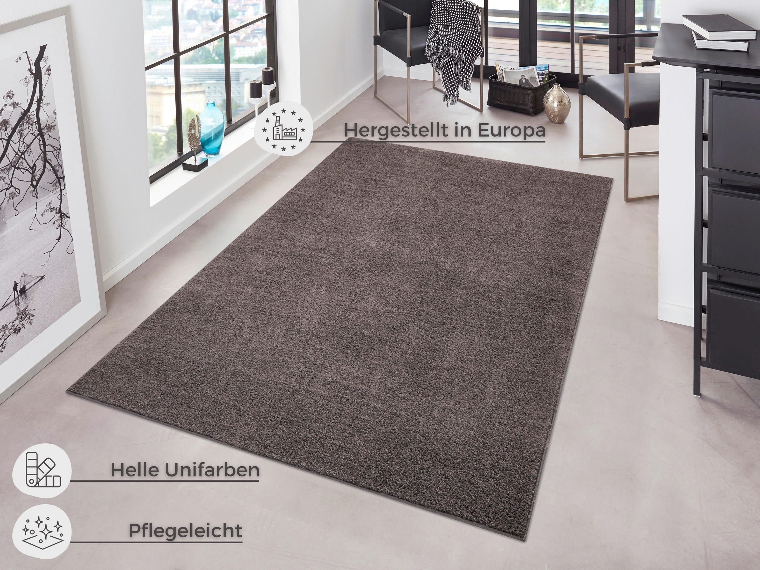 WEBTEPPICH 80/150 cm Pure Anthrazit  - Anthrazit, Basics, Kunststoff (80/150cm)