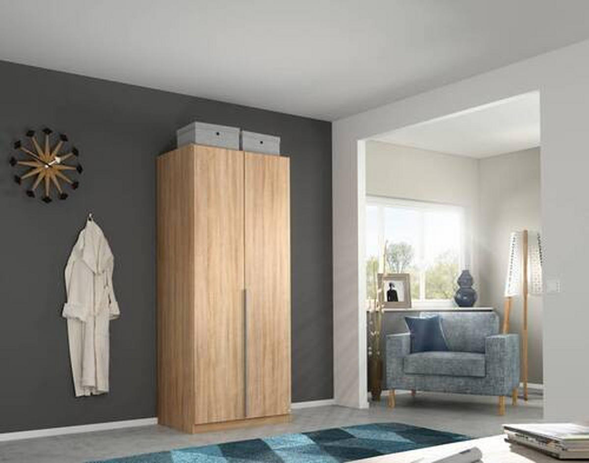 DREHTÜRENSCHRANK 91/229/54 cm 2-türig Sonoma Eiche  - Alufarben/Sonoma Eiche, MODERN, Holzwerkstoff/Metall (91/229/54cm) - Rauch Möbel
