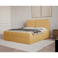 BOXBETT 160/200 cm,  in Currygelb, Bettkasten, Topper, H2 + H3 = mittel + fest  - Currygelb/Schwarz, MODERN, Holz/Kunststoff (160/200cm) - MID.YOU
