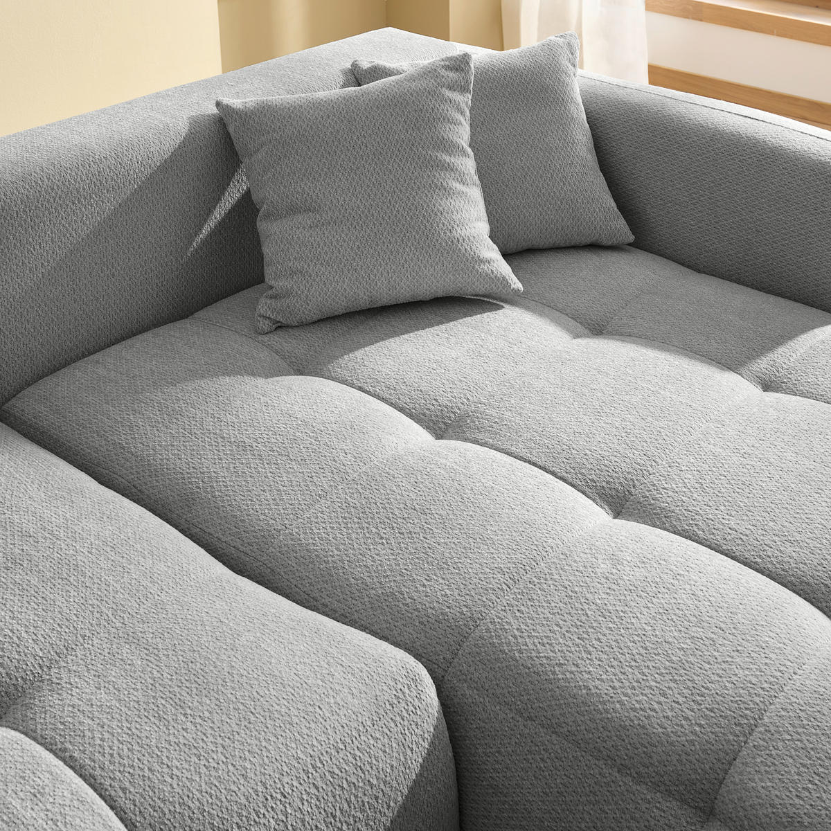 SAROKKANAPÉ textil szürke  - fekete/szürke, Modern, műanyag/textil (276/172cm) - Hom`in