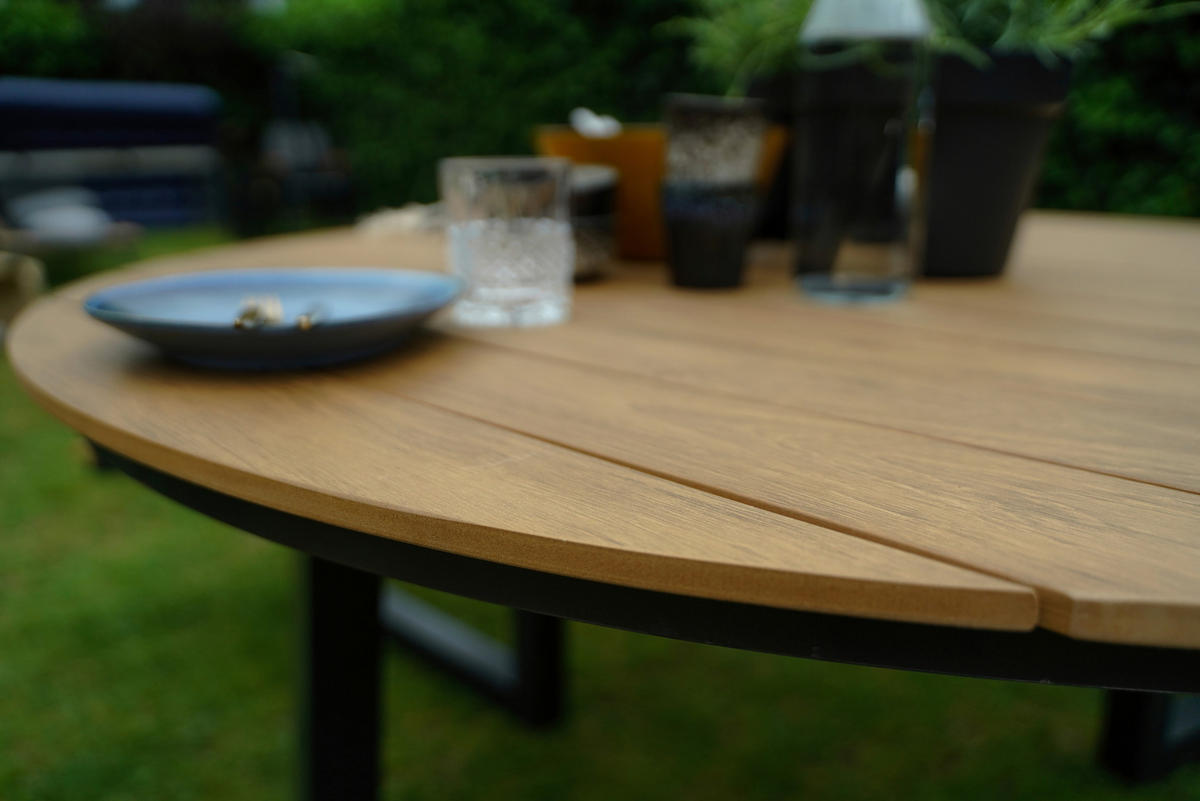 GARTENSET 3-teilig Aluminium  - Anthrazit/Teakfarben, KONVENTIONELL, Kunststoff/Metall (239/74cm)