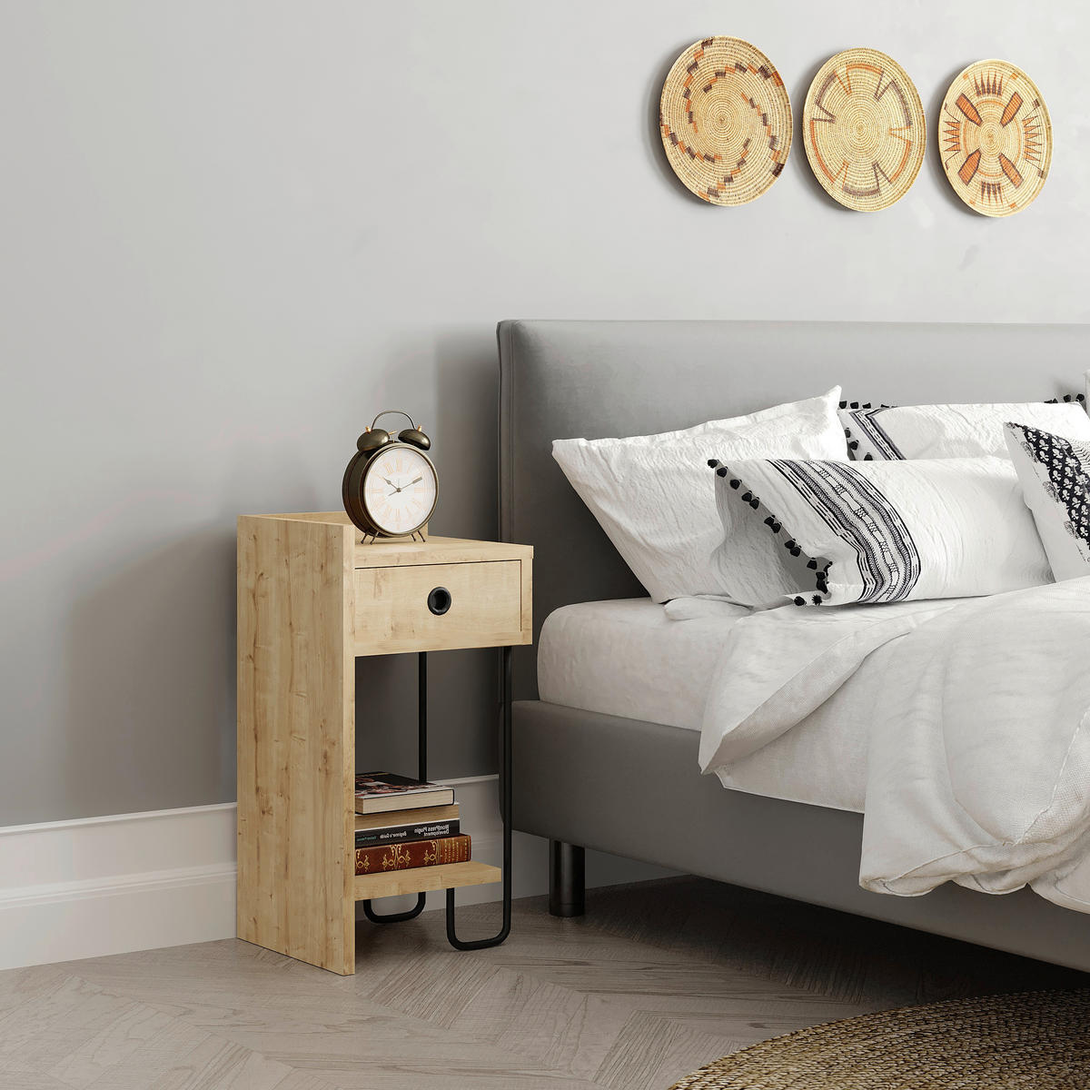 KINDER-NACHTTISCH - Eichefarben, Design, Holzwerkstoff/Metall (32/30/61cm) - Livetastic