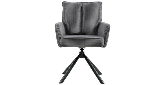 ARMLEHNSTUHL in Eisen Cord - Dunkelgrau/Schwarz, Design, Textil/Metall (61/90/67cm) - Carryhome