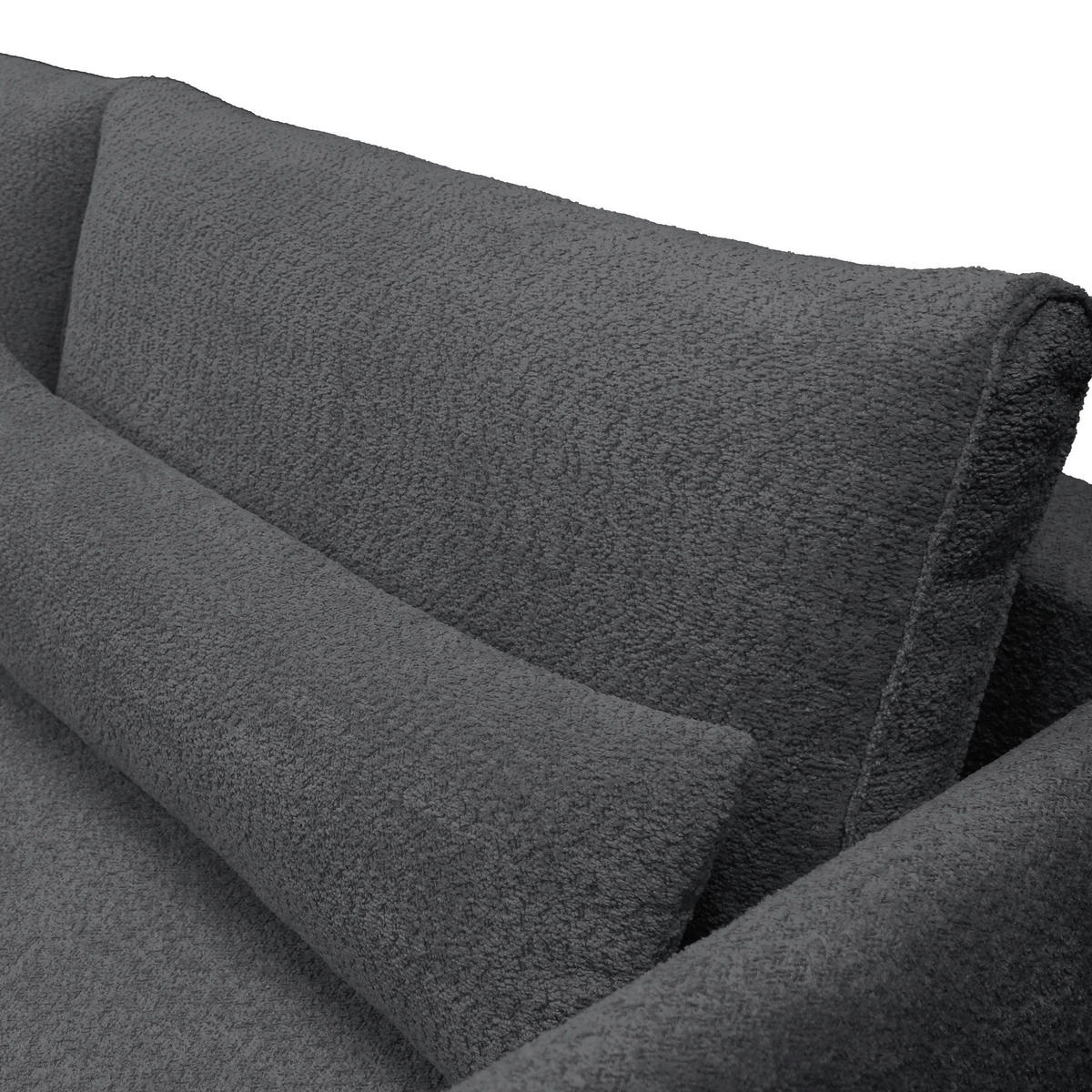 ECKSOFA Dunkelgrau Bouclé  - Dunkelgrau/Creme, Design, Textil/Metall (273/204cm) - MID.YOU