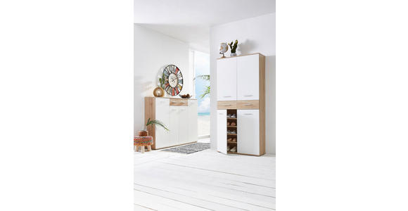 SCHUHSCHRANK 90/195/35 cm - Eichefarben/Silberfarben, Design, Holzwerkstoff/Kunststoff (90/195/35cm) - Xora