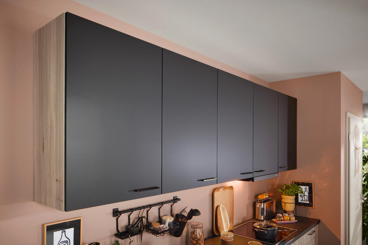 KÜCHENLEERBLOCK  300/120 cm  in Schwarz, Eichefarben  - Eichefarben/Schwarz, Design, Holzwerkstoff/Metall (300/120cm) - Xora