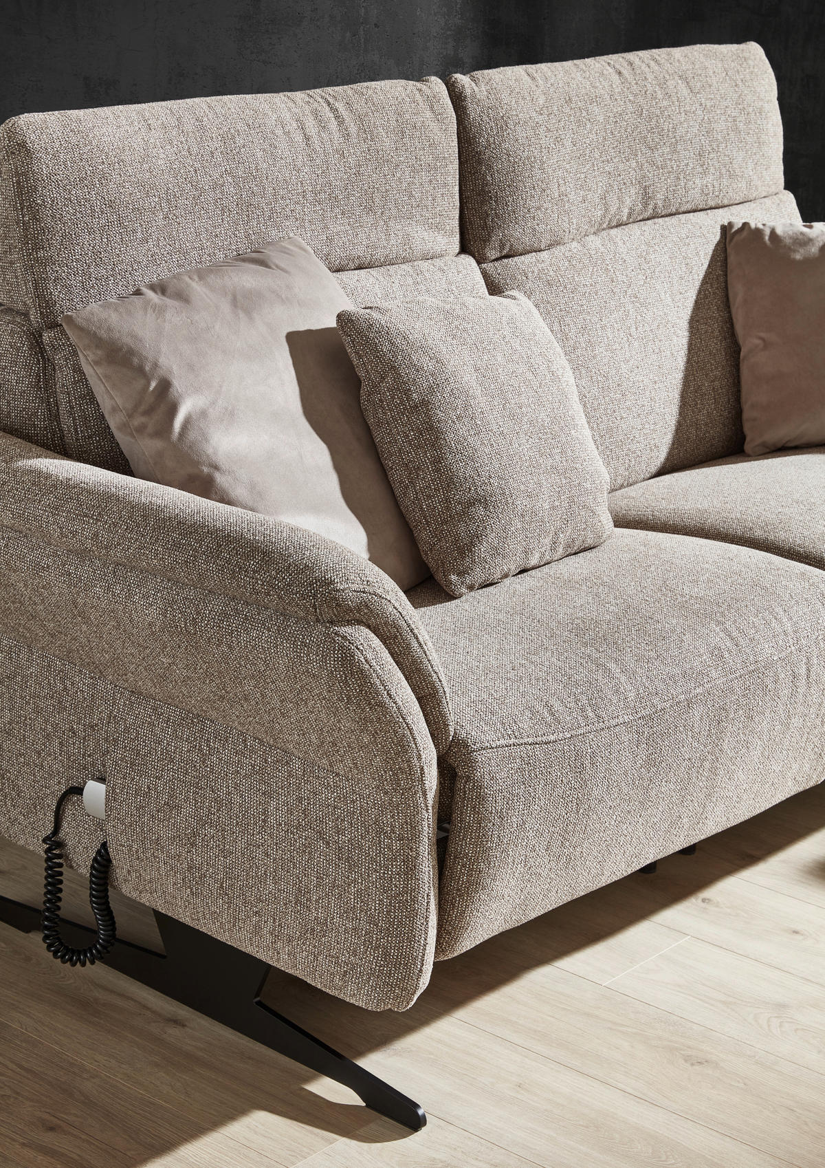 2-SITZER-SOFA Chenille Graubraun  - Graubraun/Schwarz, KONVENTIONELL, Textil/Metall (194/106/92cm) - Dieter Knoll