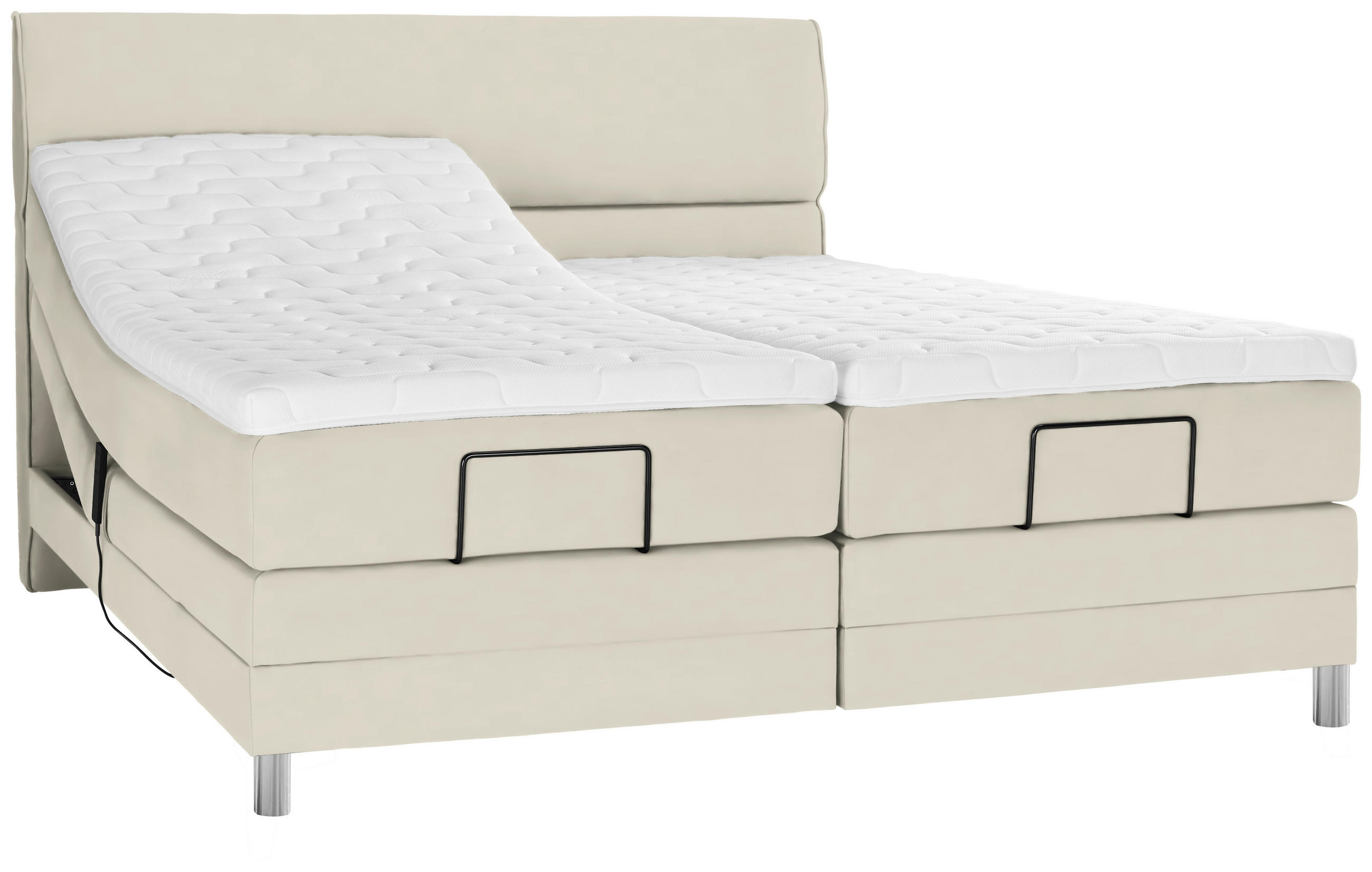 BOXSPRINGBETT 200/200 cm  in Hellgrau  - Chromfarben/Hellgrau, Konventionell, Kunststoff/Textil (200/200cm) - Voleo