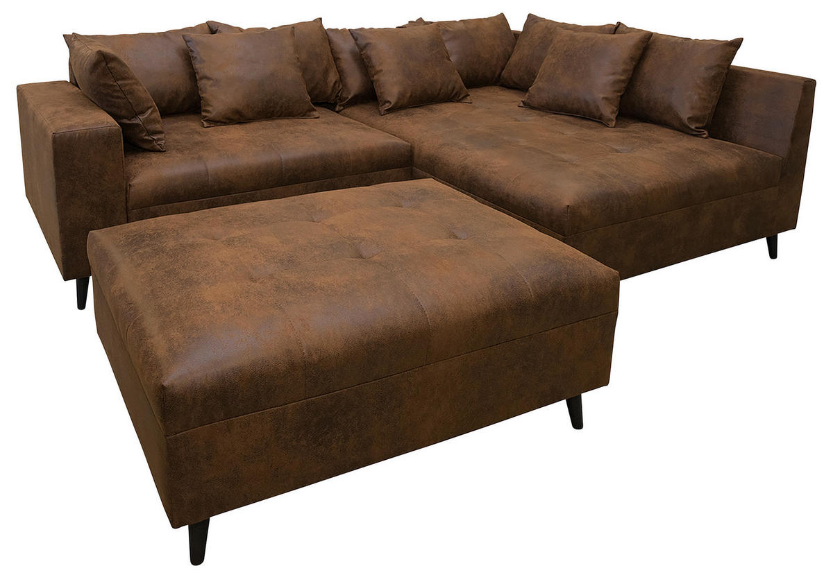 KUTNA GARNITURA tekstil  smeđa   - crna/smeđa, Design, tekstil/drvo (247/174cm) - MID.YOU
