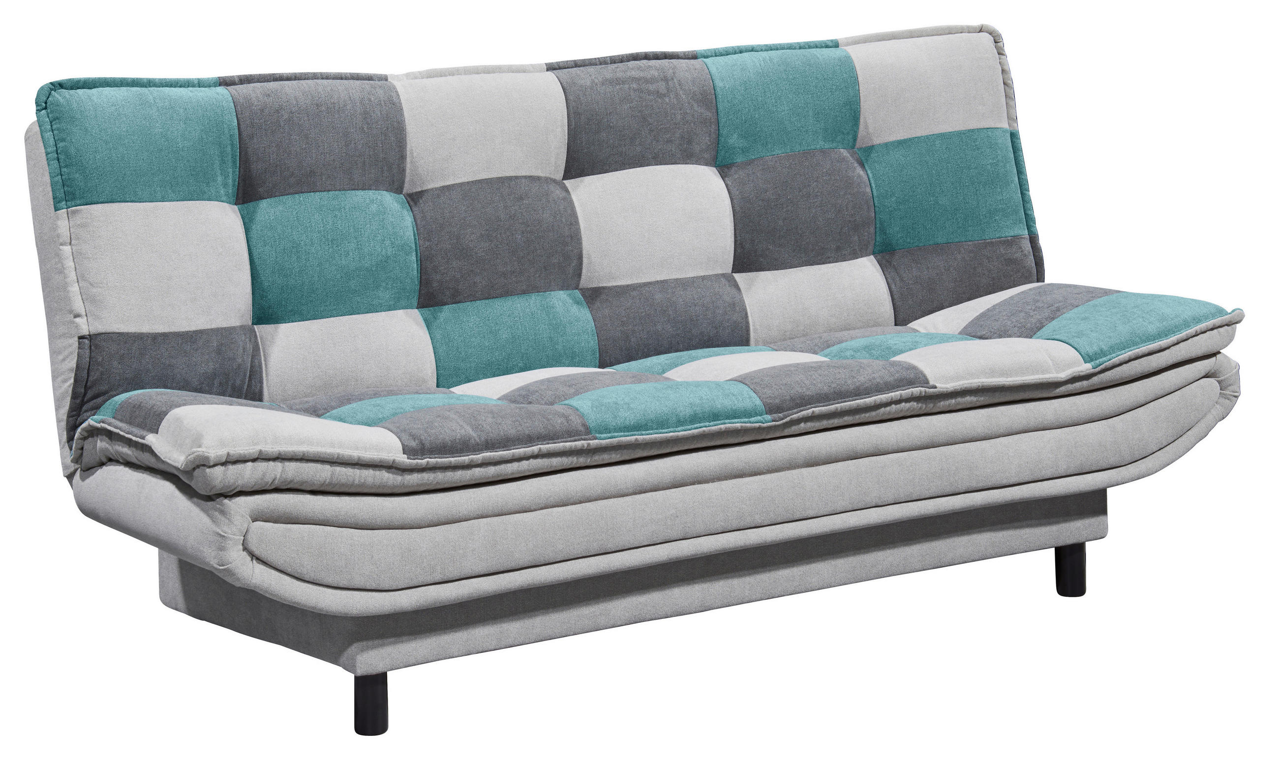 SCHLAFSOFA in Mikrovelours Silberfarben, Türkis, Dunkelgrau  - Türkis/Dunkelgrau, Basics, Kunststoff/Textil (188/90/89cm) - MID.YOU