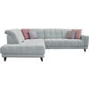 ECKSOFA in Webstoff Hellgrau  216/302 cm  - Hellgrau/Schwarz, Design, Holz/Textil (216/302cm) - Xora